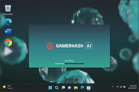 GamerHash AI install and sign-in screen