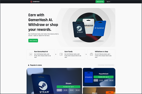 GamerHash Store inside the app