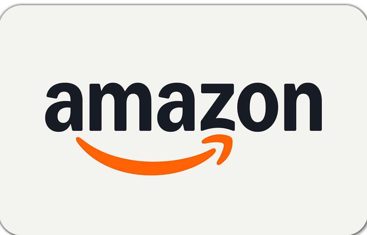 Official Amazon brand artwork — the smile logo and a gift card