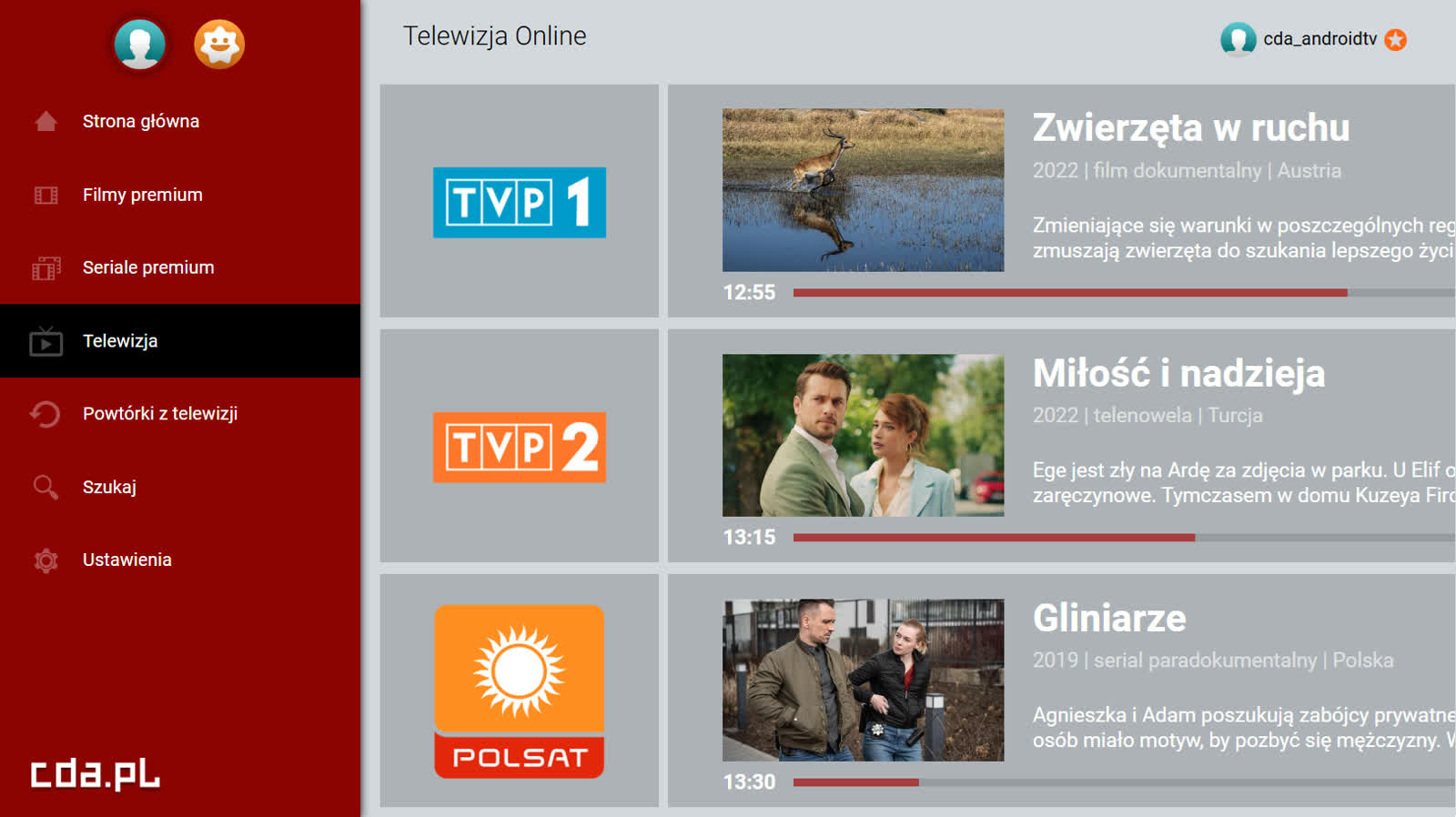 Oficjalna grafika CDA.pl — ekran serwisu z siatką okładek filmów i seriali