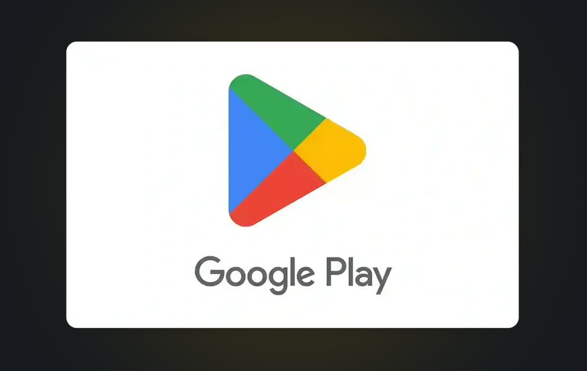 Official Google Play gift card artwork on a dark backdrop
