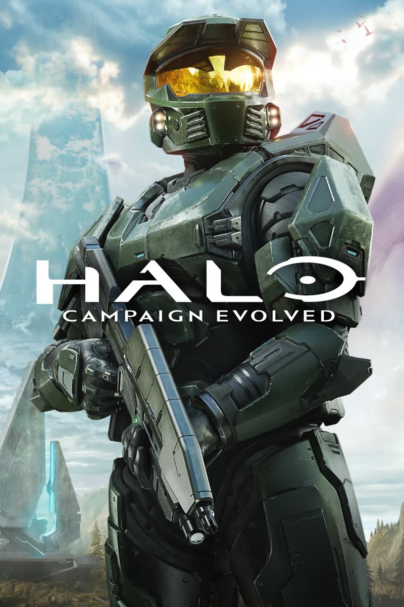 Master Chief against the Halo ring — official Halo: Campaign Evolved artwork