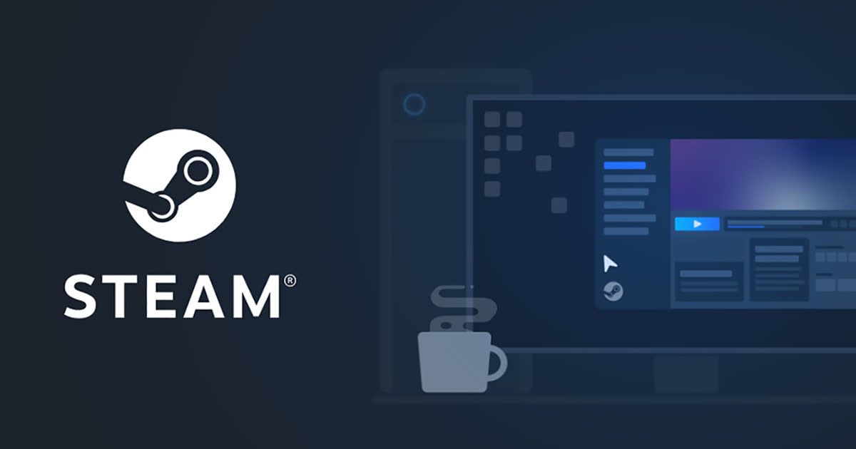 Official Steam artwork — the Steam logo over a grid of store game covers